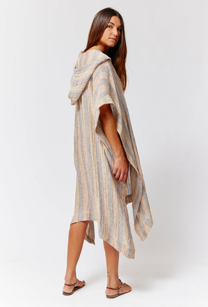 THE PONCHO in SIENA & NATURAL STRIPED CHIOS GAUZE – Lisa