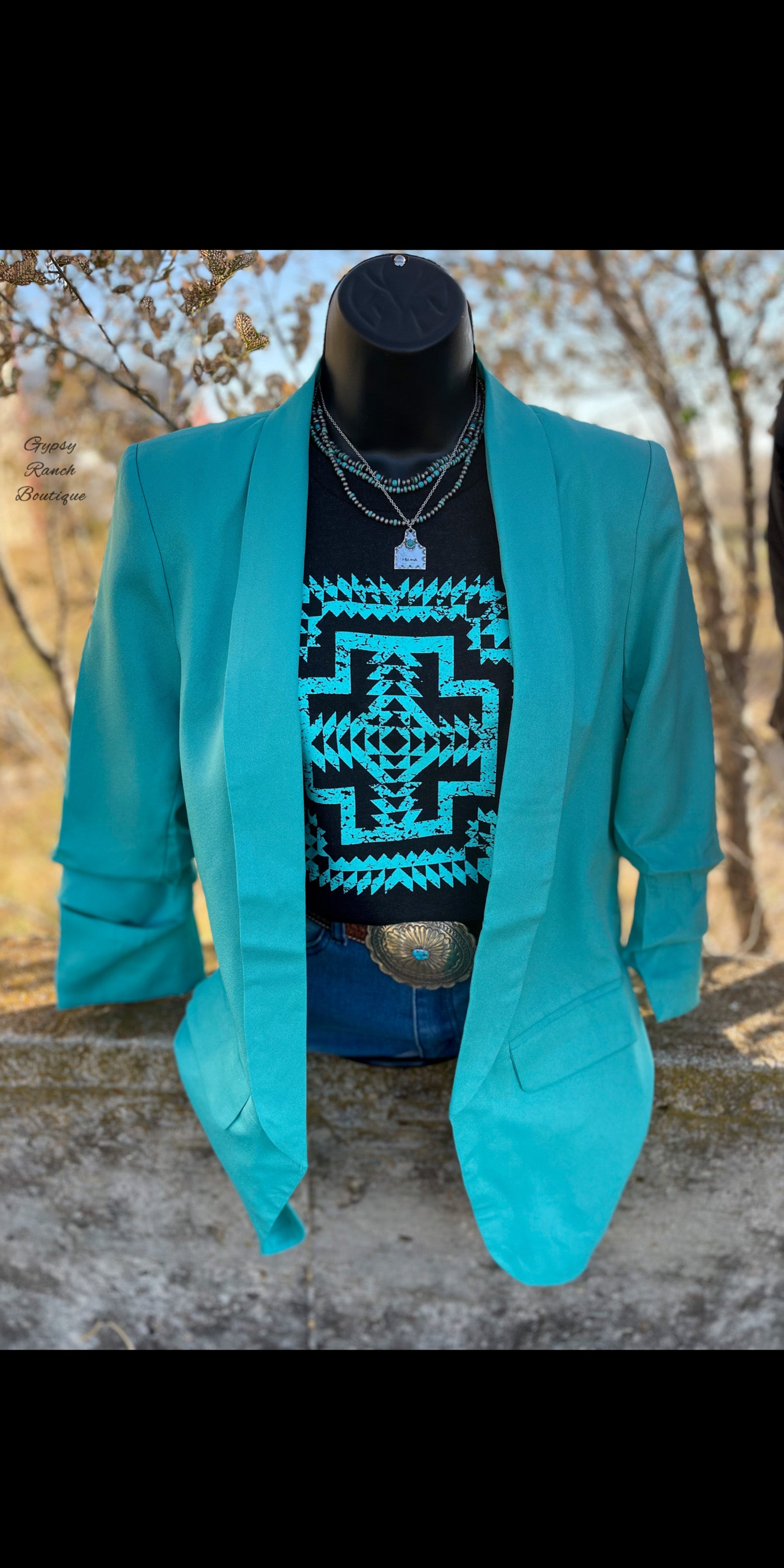 Oceanië klein repetitie Down to Business Turquoise Blazer Style Cardigan – Gypsy Ranch Boutique