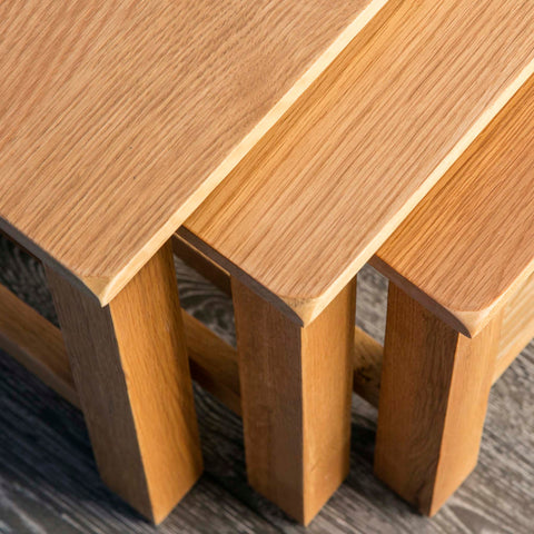 Surrey Waxed Oak Nest of Tables | Roseland Furniture