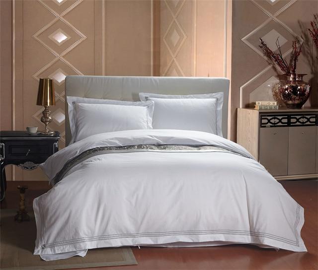 100 Cotton White Color Hotel Bedding Sets King Queen Size Bed Set
