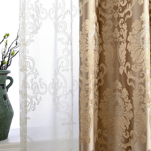 European Damask Curtains For Living Room Luxury Jacquard Blind Drapes Window Panel Fabric Curtain For Bedroom Shading 70 Custom