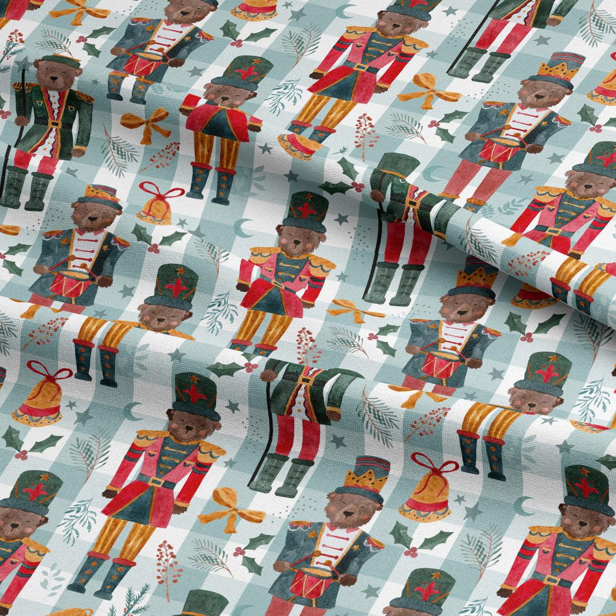 Cotton Jersey Fabric Nutcrackers in Teal Jelly Fabrics Jelly