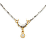 Boho bride luna moon necklace with diamond