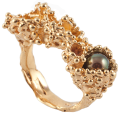 Lenique Louis Fossil Pearl Gold Ring