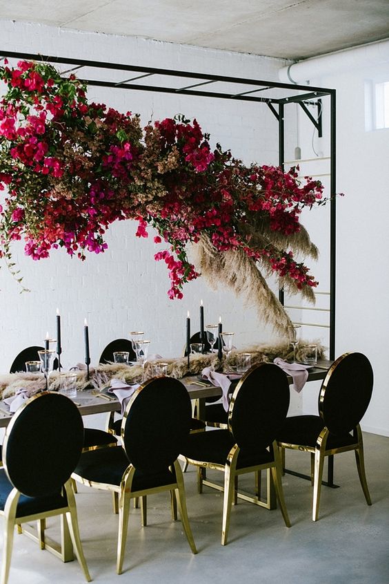 Bougainvillea Pampas grass wedding 