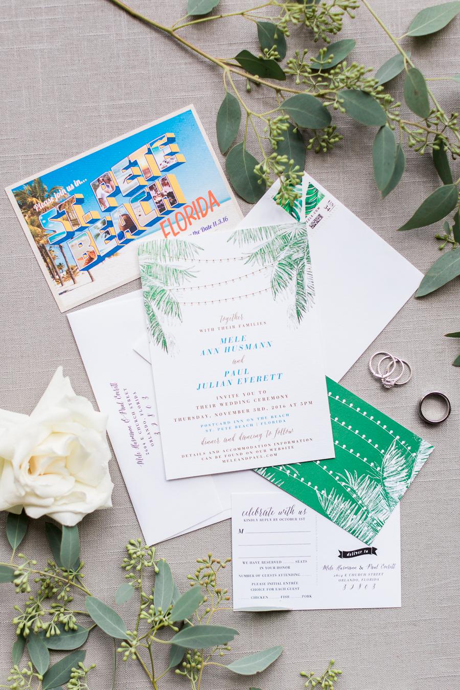 Destination Beach Wedding Invitation Florida St.Pete Tropical 