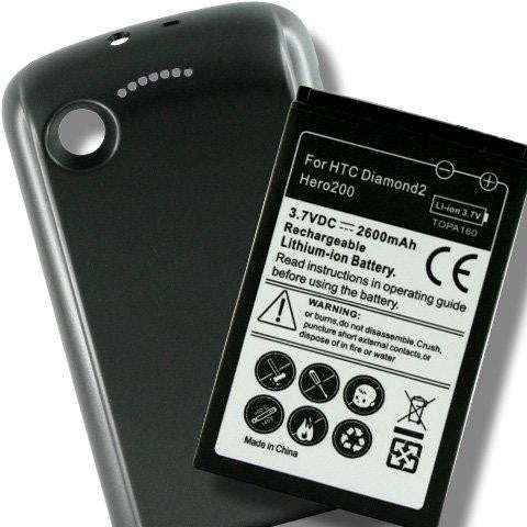 HTC Tattoo Extended Life Battery with Free Grey Battery Cover 2600mAh / TOPA160 / BA S360 - Evertop Accessories Shop