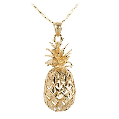 solid gold pineapple necklace