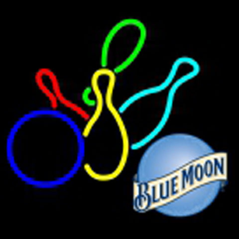 blue moon colored bowlings neon sign