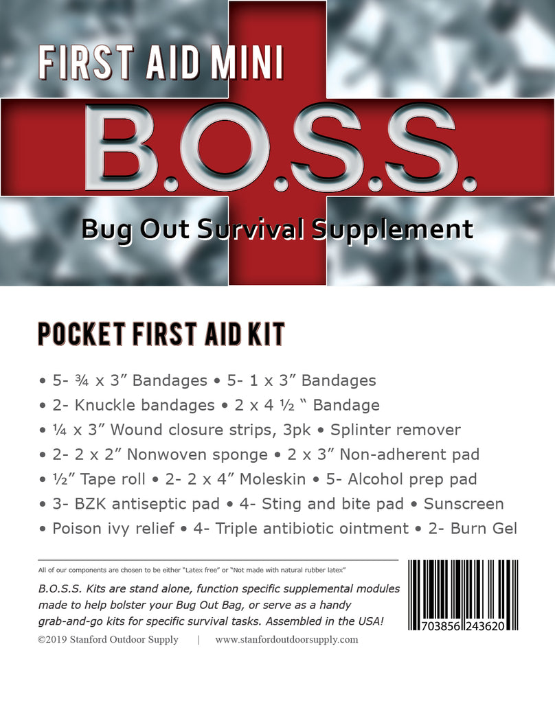 First Aid Mini B O S S Pocket First Aid Kit Stanford Outdoor Supply