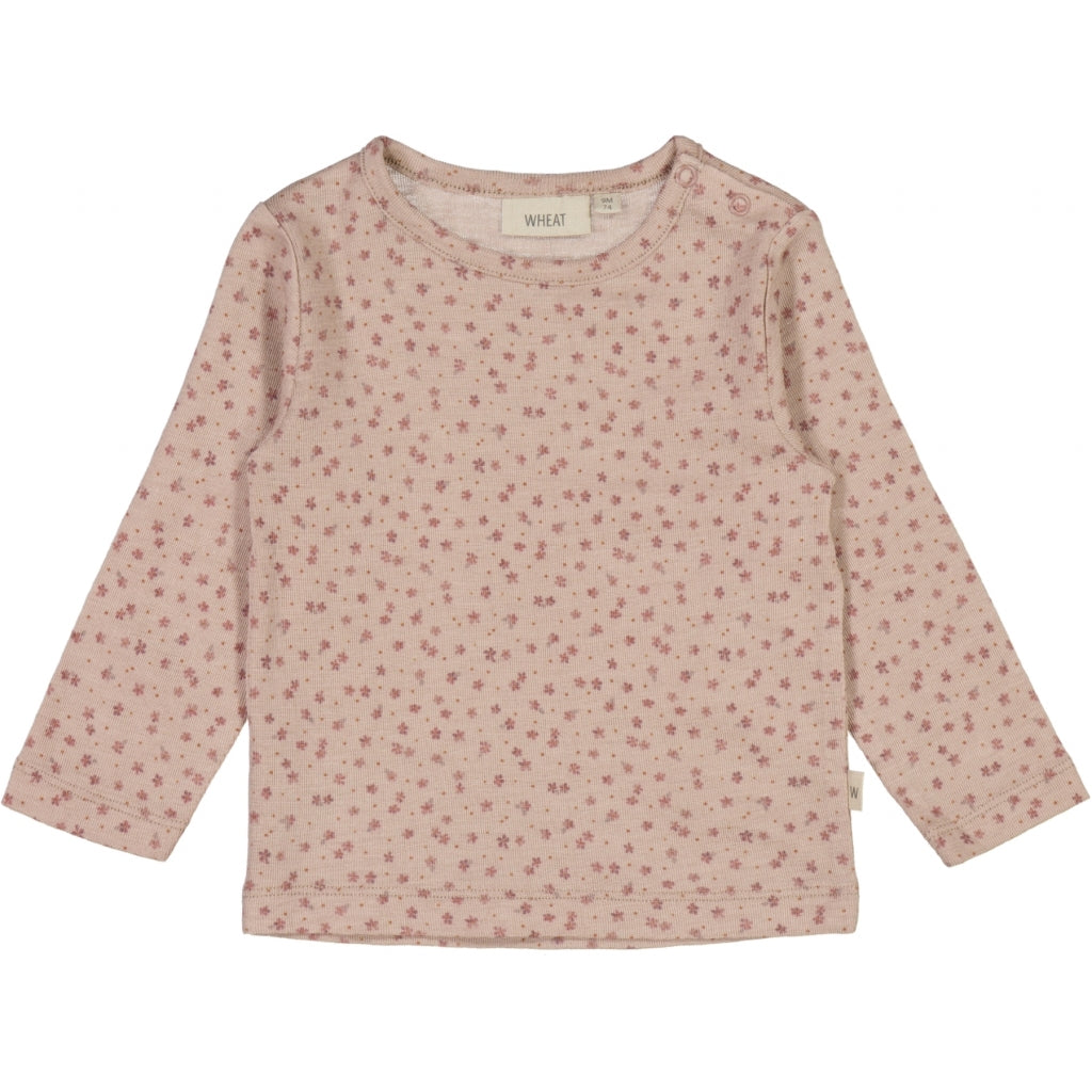 Uld T-shirt - flower dots – Wheat.dk