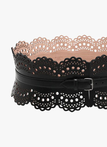 Alaia Laser Cut Corset Belt in Black recommended by Anoosheh & Banafsheh