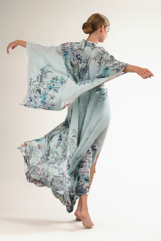 Carine Gilson Long Kimono in Light Satin Silk