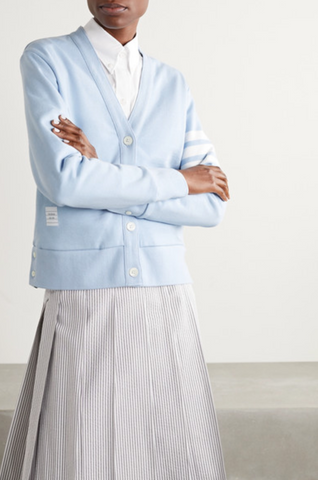 Thom Browne Striped Cotton-Jersey Cardigan on Net-A-Porter