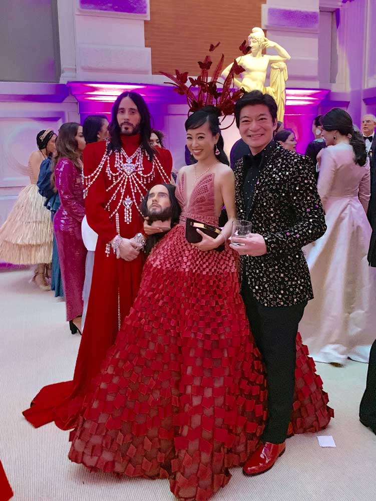 Coral and husband posing with Jared Leto