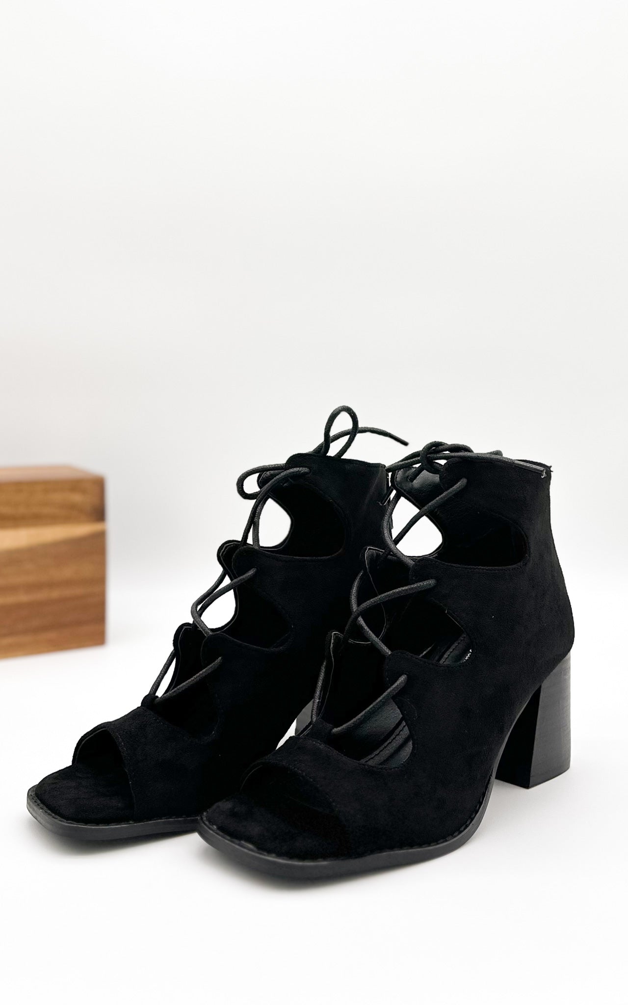 Corkys Wally Heeled Sandal in Black Suede