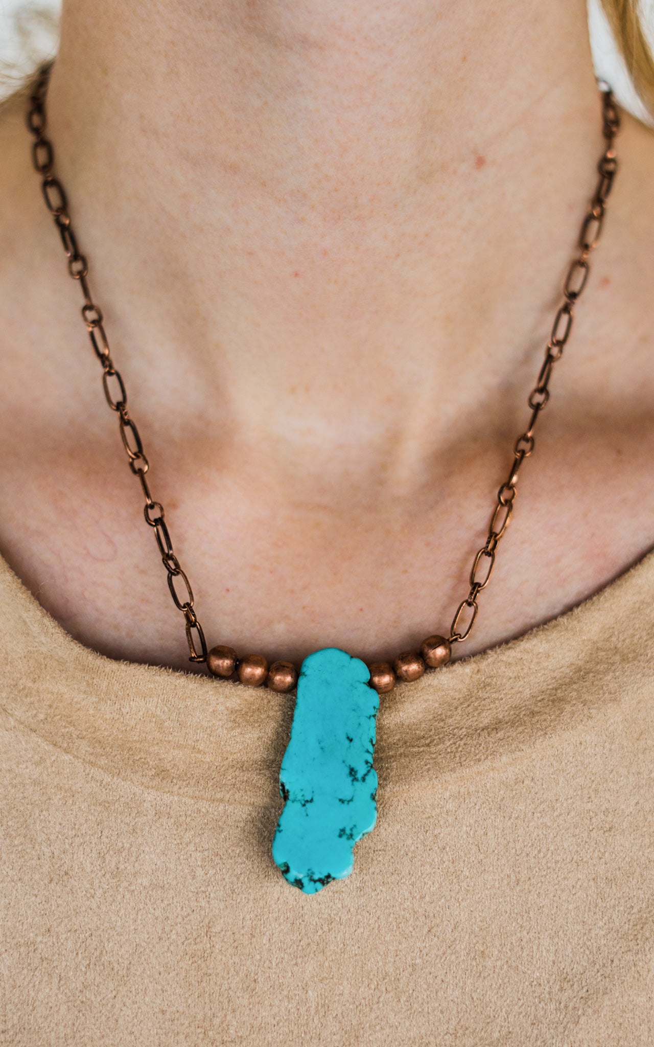 Faux Slab Turquoise and Copper Necklace