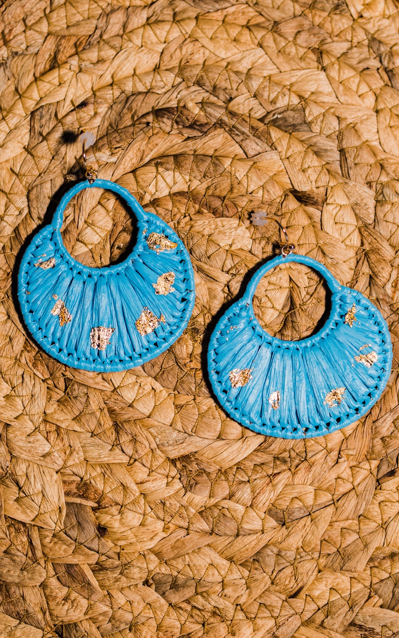 Light Blue Raffia Earrings