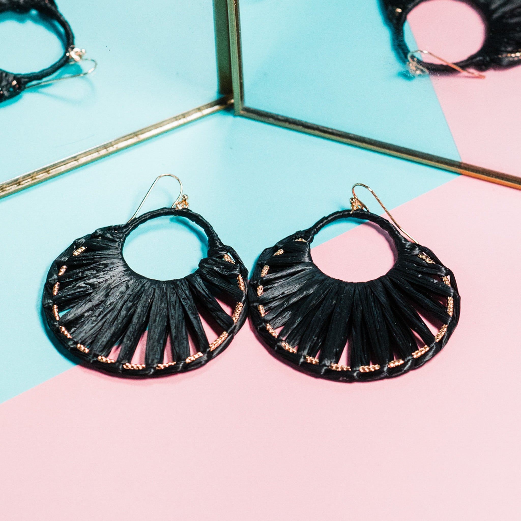 Black Raffia Earrings