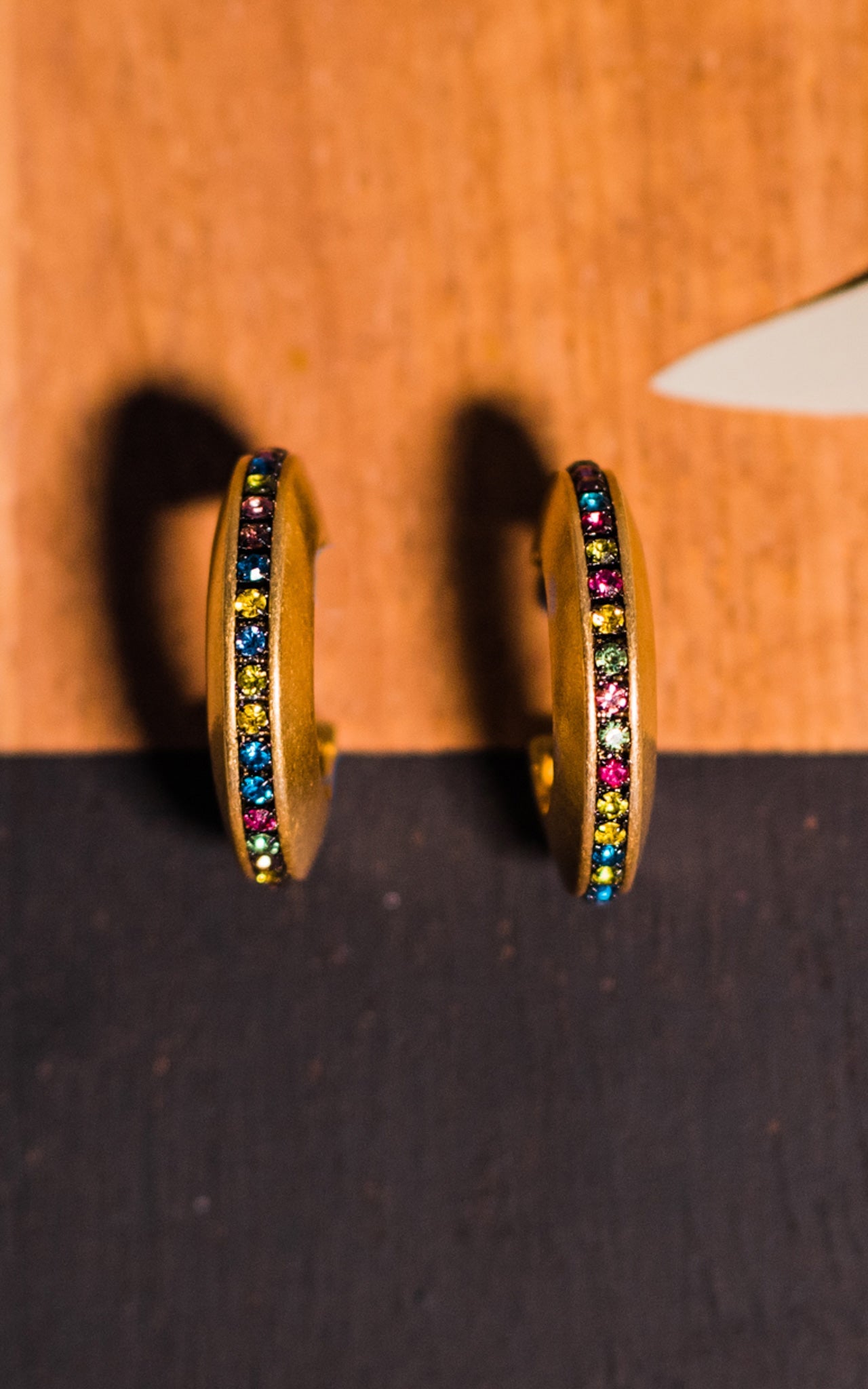 Gold and Multi Colored Crystal Hoops