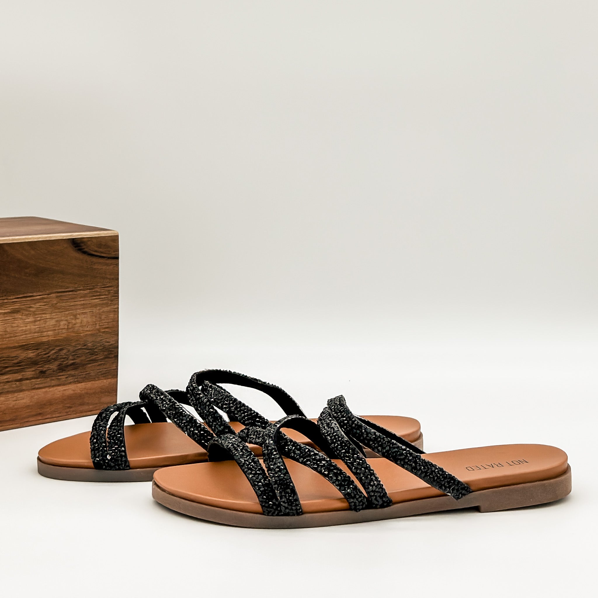 Not Rated Eliana Sandals in Black - cantonclothingcompany