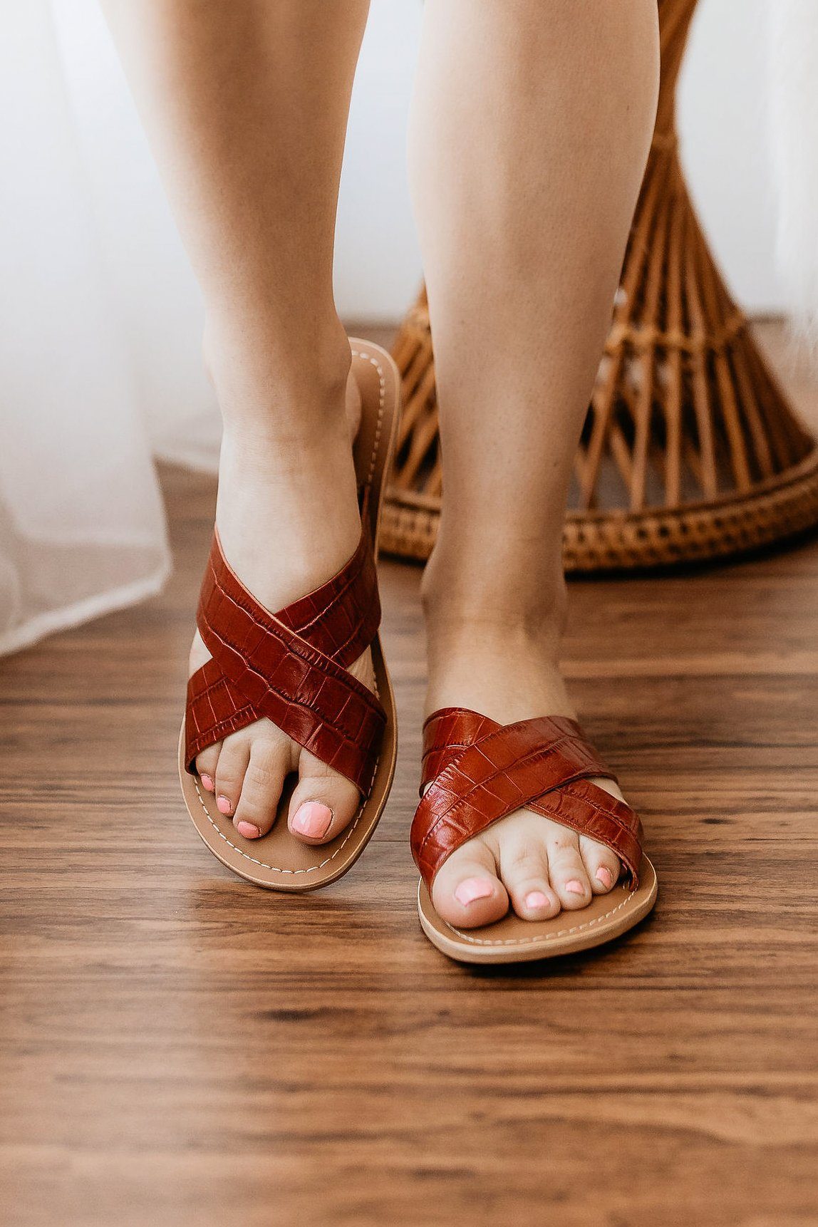 Matisse Pebble Sandal in Red Croc - cantonclothingcompany