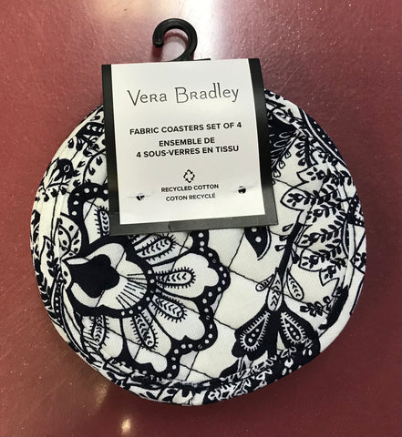 Set of 4 Fabric Coasters Java Navy and White