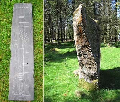 Examples of Ogham writing