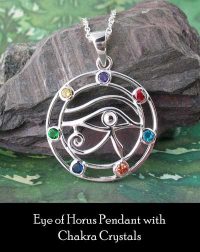Eye of Horus Pendant with Chakra Crystals