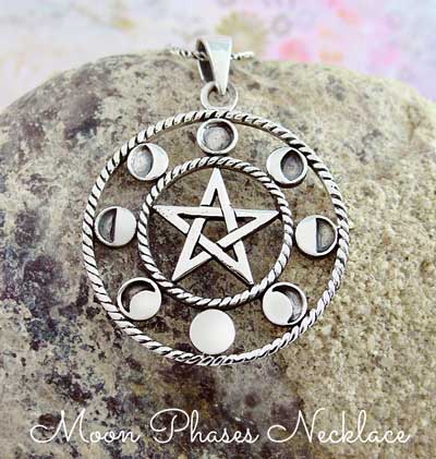 Moon Phases Pentagram Necklace