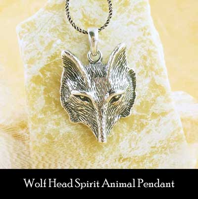 wolf head spirit animal pendant