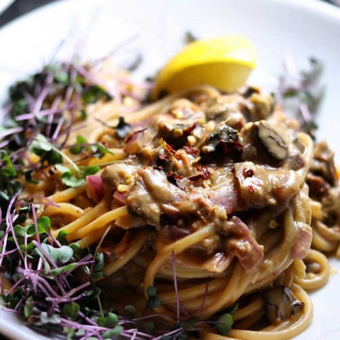 pasta with microgreens