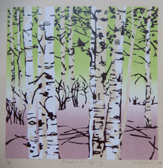 Lithograph relief prints, originals aspen trees
