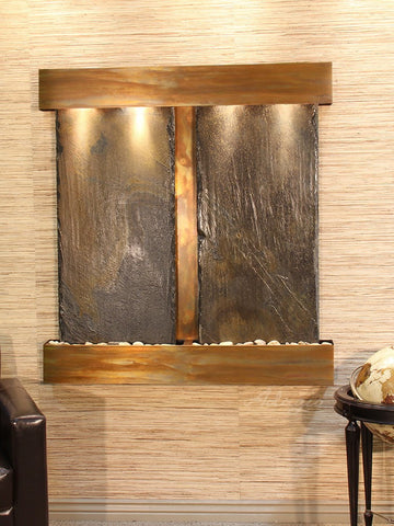 Wall Fountain - Aspen Falls - Multi-Color Slate - Rustic Copper - Squared - afs1004