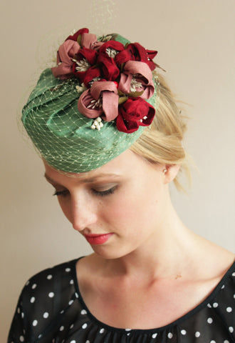 All silk "Kiss Me!" pillbox hat - Anna Chocola Millinery