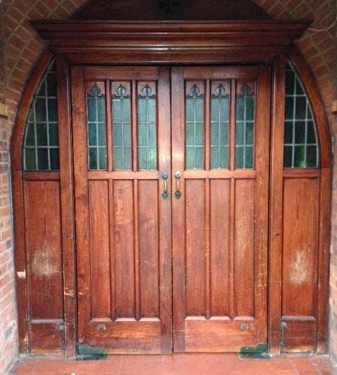 Original Gothic church entrance doors