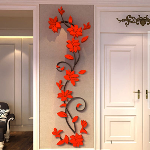 3d Flower Mirror Wall Stickers Decal Diy Art Mural Removable