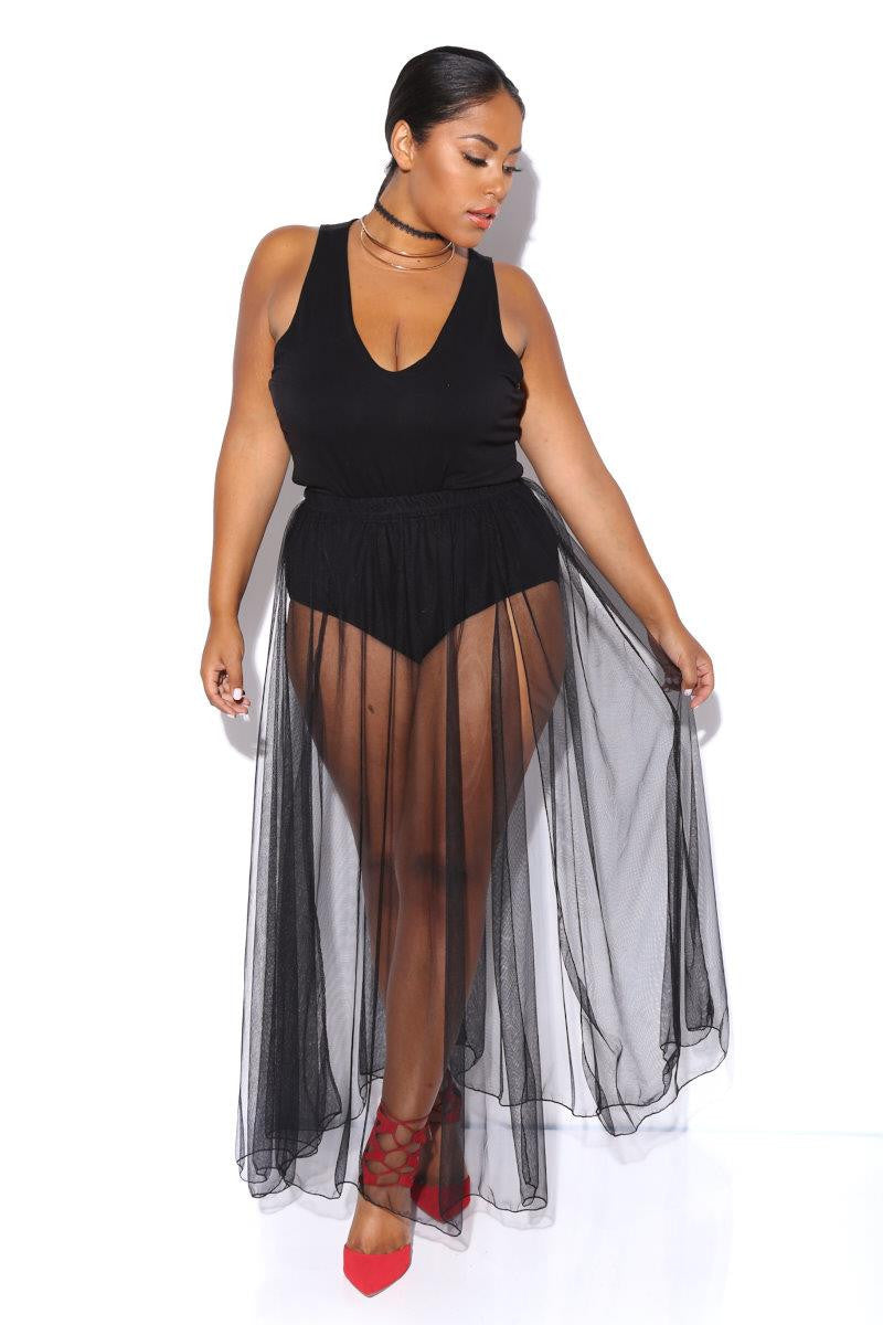 mesh skirt plus size