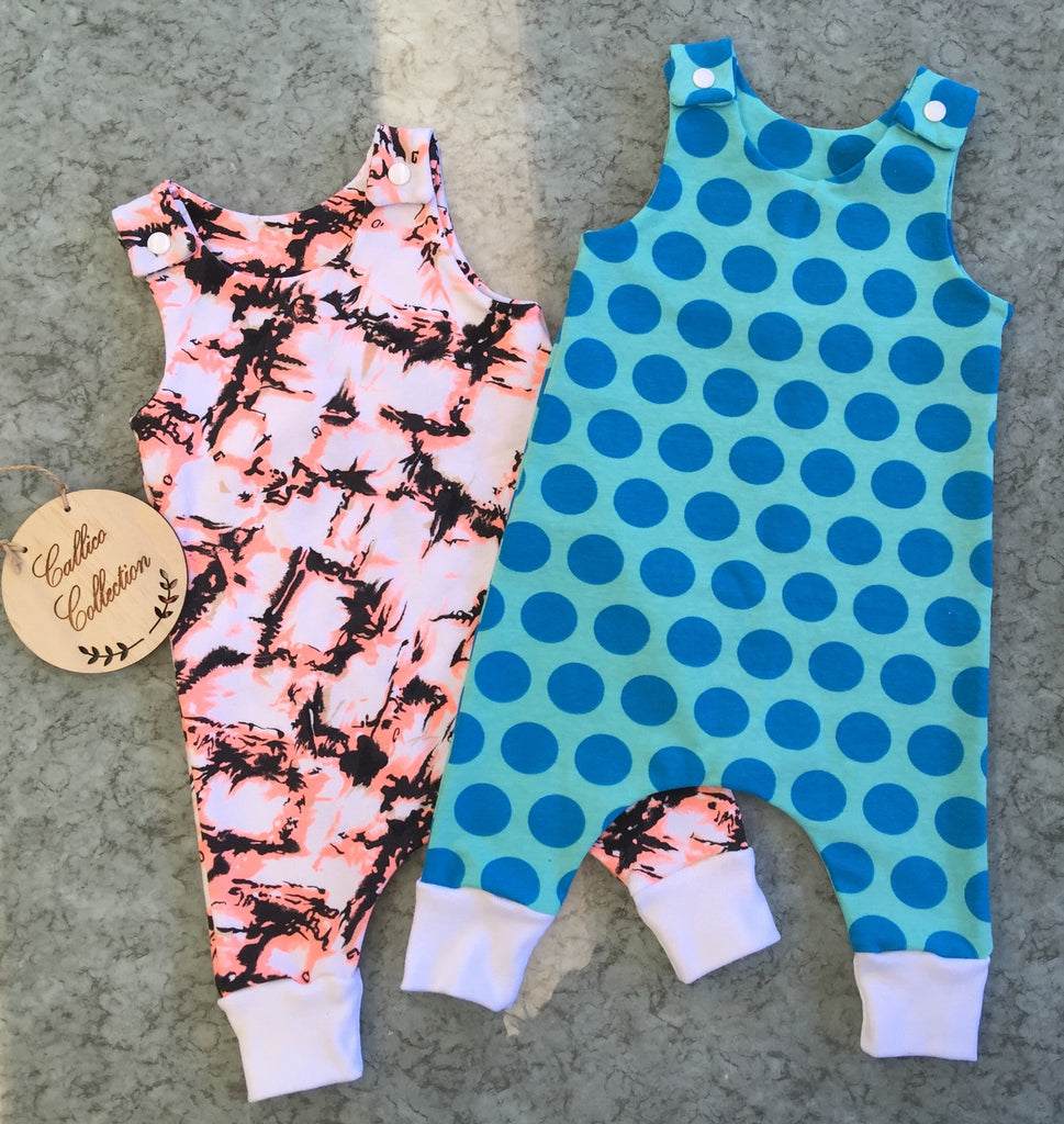 Orange or Blue Dots Harem Romper