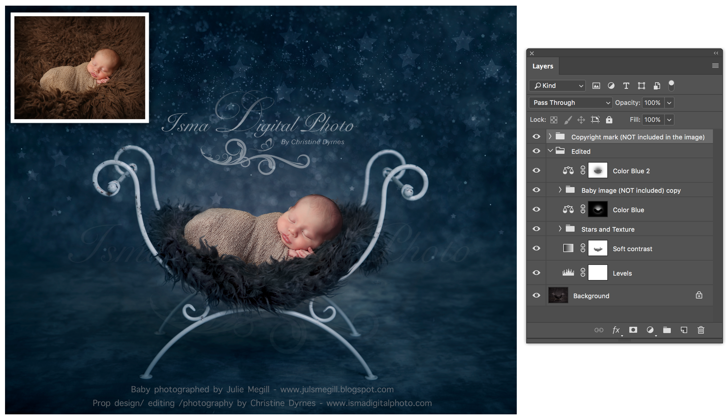 Digital Backdrop /Props for Newborn /baby photography - High resolution digital backdrop /background - One JPG and one PSD file with layers