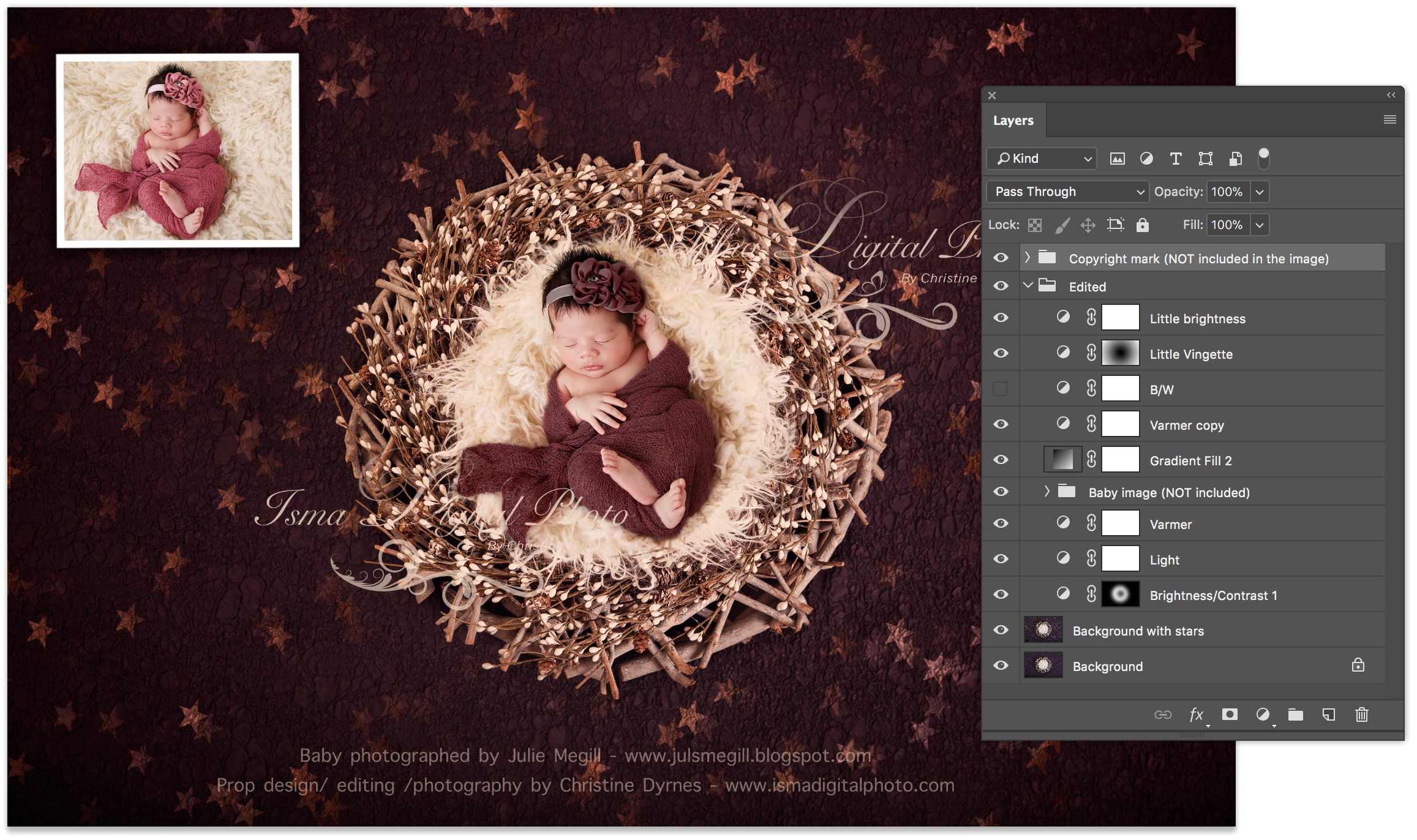 Digital Photography Backdrop /Props for Newborn Photography - High resolution digital backdrop - One JPG and one PSD file with layers