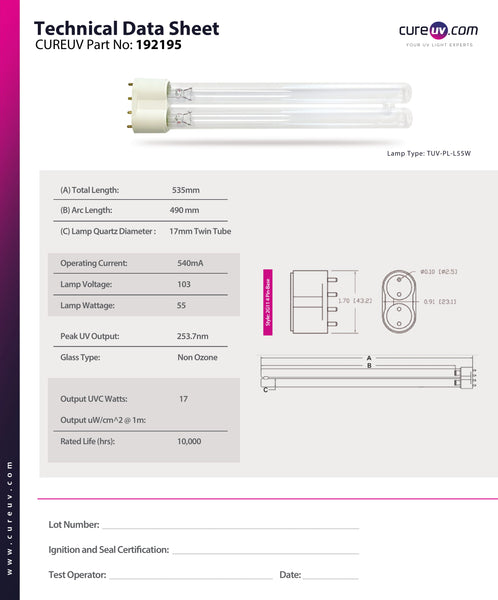 Uvc Lampe pl 18 watt uv-c peaking remplacement tube étang Filtre 