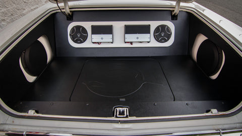 Amps as part of a Freeman's installed system in a Chevy Impala