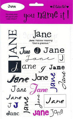 JANE Name Stickers Scrapbooking Girls Personalized