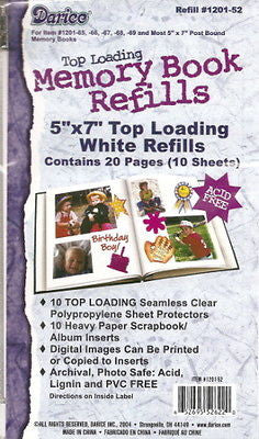 5x7 REFILL Pages Scrapbook Photo Album Refills Memory Book 5 x 7 Top Loading