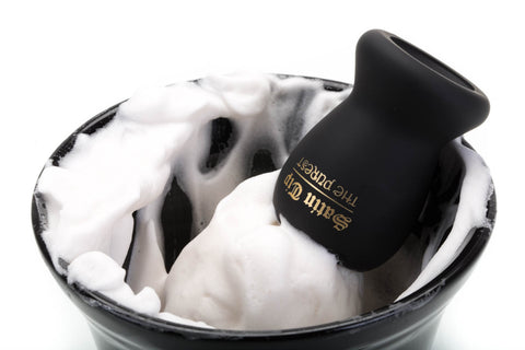 Satin Tip Black Synthetic Shave Brush With Bowl and Lather