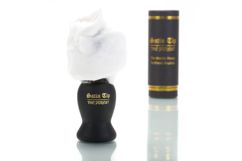 Satin Tip Black Synthetic Shave Brush With Slip Case And Lather