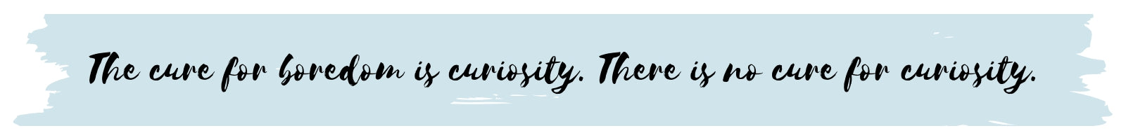 The cure for boredom is curiosity. There is no cure for curiosity.