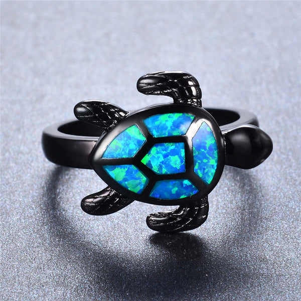 Blue Fire Turtle Opal Ring – ESS6 Fashion