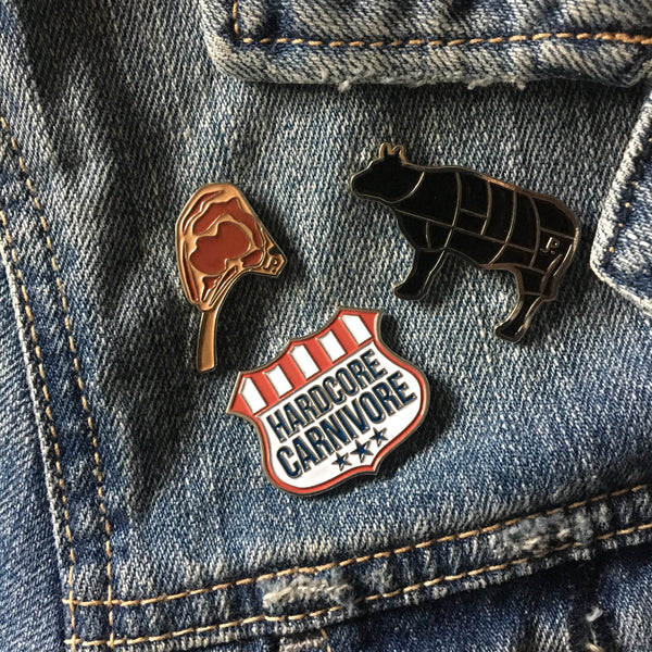 Tomahawk Steak Enamel Pin Hardcore Carnivore 